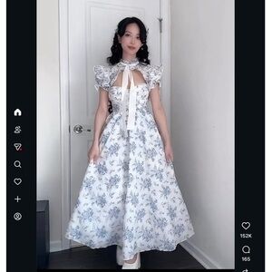 SOLD Selkie bed and breakfast high court White and Blue Strapless Dress